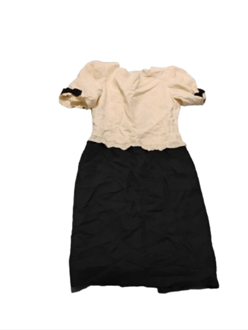 Vintage 1980s Does 1940s Bow Accent Button Back Dress